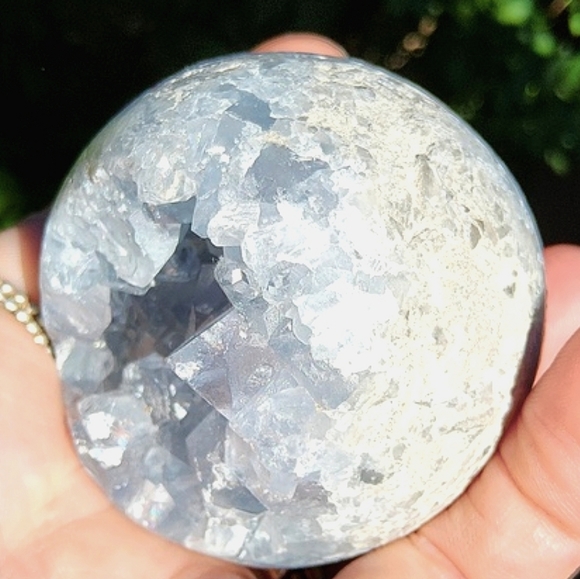 Calming, Baby Blue Celestite Geode Sphere- So sparkly!!! - Picture 10 of 17